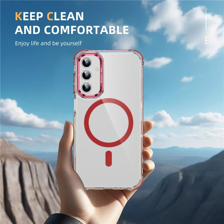 For Samsung Galaxy S24+ Case with Lens Kickstand Drop-Proof Phone Cover Compatible with MagSafe