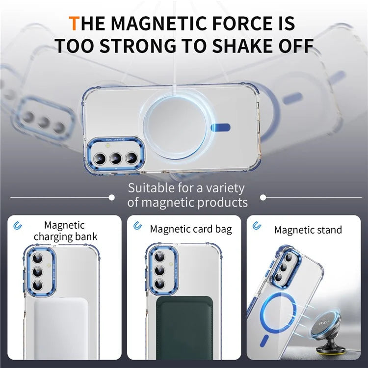 For Samsung Galaxy S24+ Case with Lens Kickstand Drop-Proof Phone Cover Compatible with MagSafe