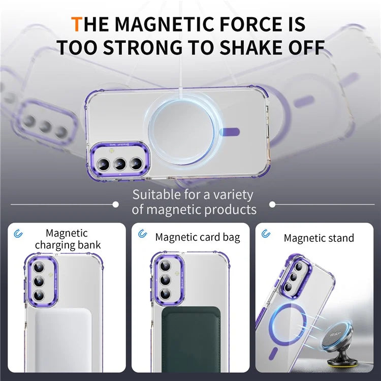 For Samsung Galaxy S24 Case with Lens Kickstand Drop-Proof Phone Cover Compatible with MagSafe