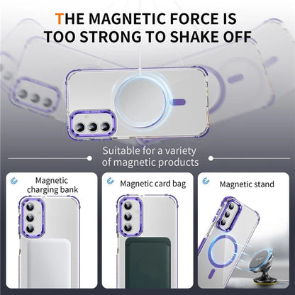 For Samsung Galaxy S24 Case with Lens Kickstand Drop-Proof Phone Cover Compatible with MagSafe