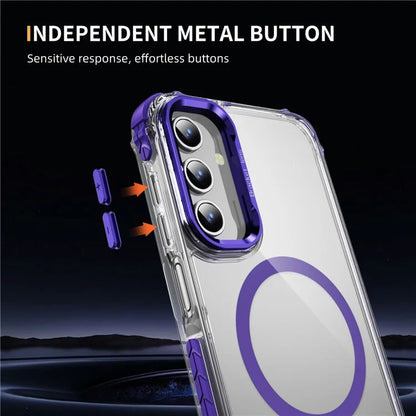 For Samsung Galaxy S24 Case with Lens Kickstand Drop-Proof Phone Cover Compatible with MagSafe