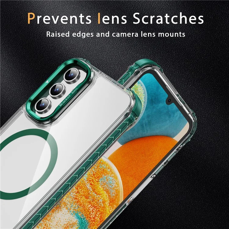 For Samsung Galaxy S24 Case with Lens Kickstand Drop-Proof Phone Cover Compatible with MagSafe