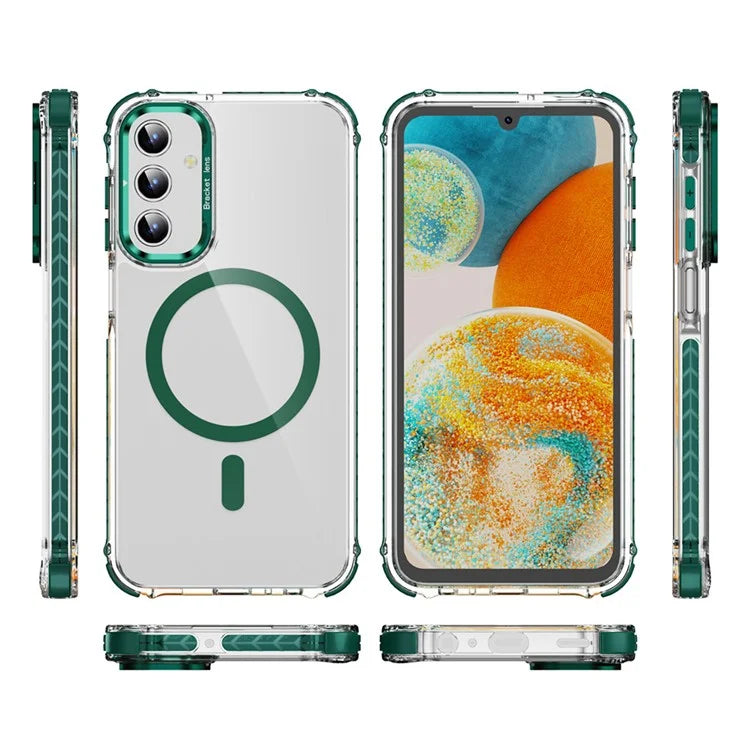 For Samsung Galaxy S24 Case with Lens Kickstand Drop-Proof Phone Cover Compatible with MagSafe