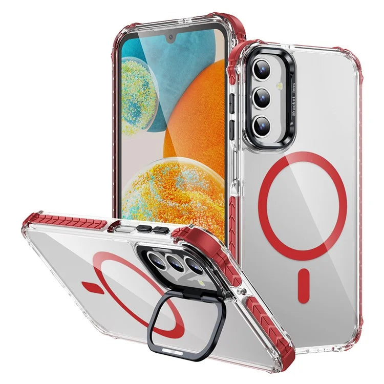 For Samsung Galaxy S24 Case with Lens Kickstand Drop-Proof Phone Cover Compatible with MagSafe