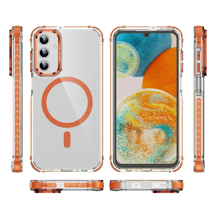 For Samsung Galaxy S24 Case with Lens Kickstand Drop-Proof Phone Cover Compatible with MagSafe