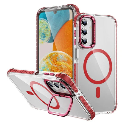 For Samsung Galaxy S24 Case with Lens Kickstand Drop-Proof Phone Cover Compatible with MagSafe