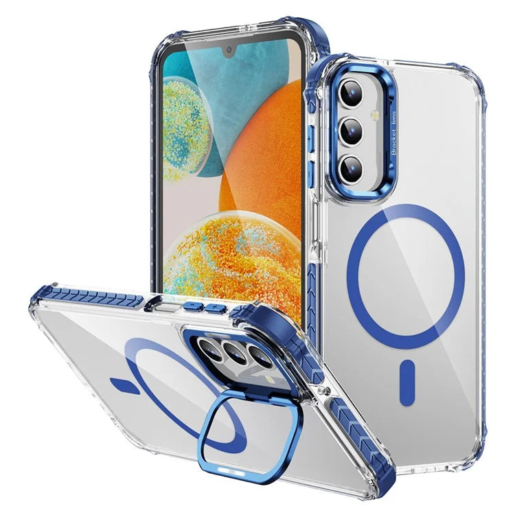 For Samsung Galaxy S24 Case with Lens Kickstand Drop-Proof Phone Cover Compatible with MagSafe