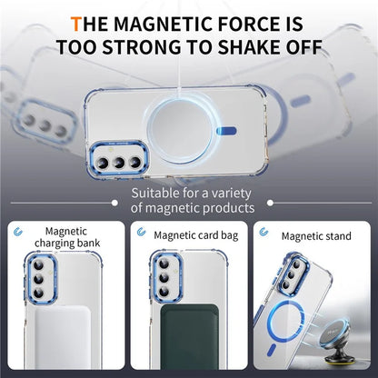 For Samsung Galaxy S24 Case with Lens Kickstand Drop-Proof Phone Cover Compatible with MagSafe