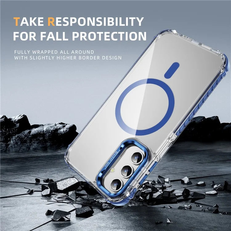 For Samsung Galaxy S24 Case with Lens Kickstand Drop-Proof Phone Cover Compatible with MagSafe