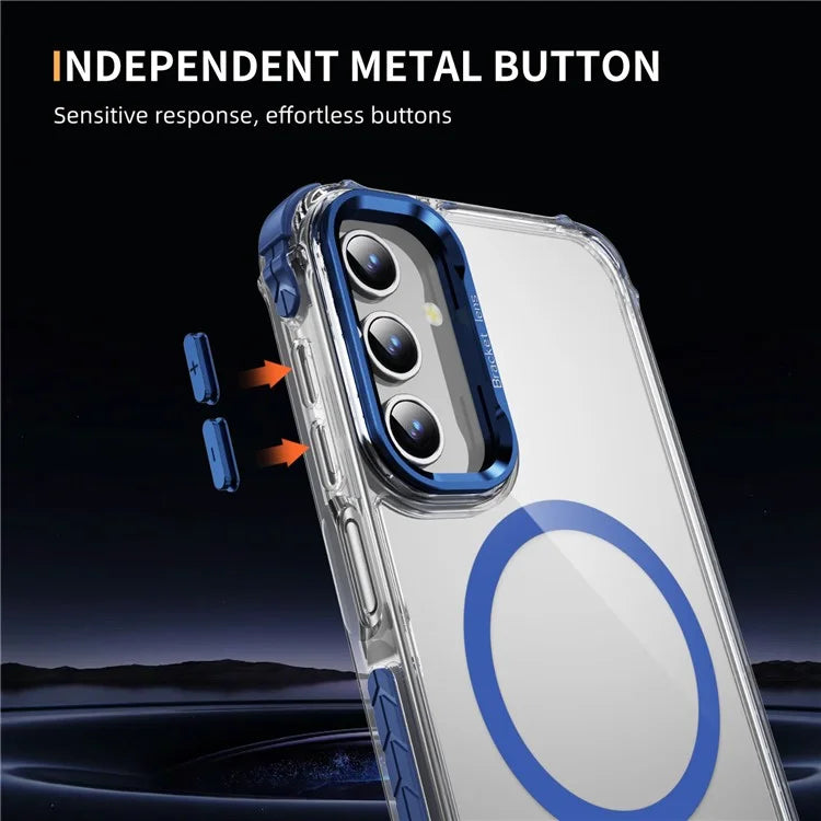 For Samsung Galaxy S24 Case with Lens Kickstand Drop-Proof Phone Cover Compatible with MagSafe