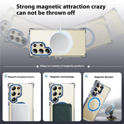 For Samsung Galaxy S24 Ultra Case with Lens Kickstand Drop-Proof Phone Cover Compatible with MagSafe