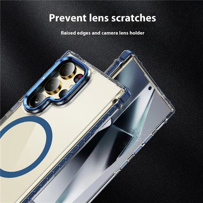 For Samsung Galaxy S24 Ultra Case with Lens Kickstand Drop-Proof Phone Cover Compatible with MagSafe