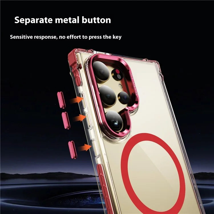 For Samsung Galaxy S24 Ultra Case with Lens Kickstand Drop-Proof Phone Cover Compatible with MagSafe