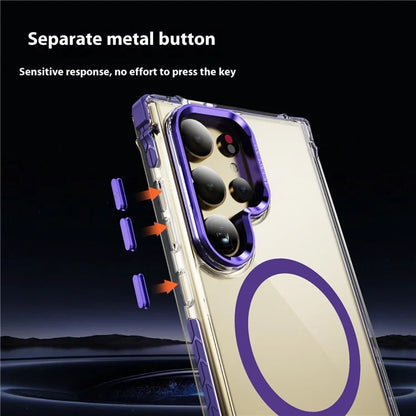 For Samsung Galaxy S24 Ultra Case with Lens Kickstand Drop-Proof Phone Cover Compatible with MagSafe
