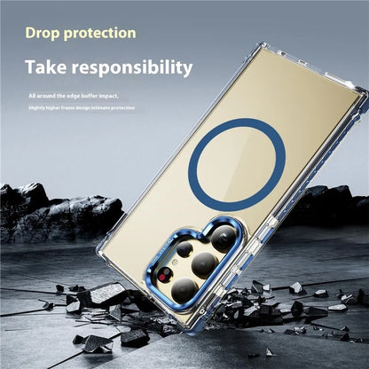 For Samsung Galaxy S23 Ultra Case with Lens Kickstand Drop-Proof Phone Cover Compatible with MagSafe