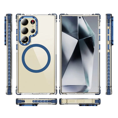 For Samsung Galaxy S23 Ultra Case with Lens Kickstand Drop-Proof Phone Cover Compatible with MagSafe