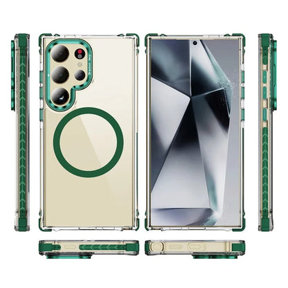 For Samsung Galaxy S23 Ultra Case with Lens Kickstand Drop-Proof Phone Cover Compatible with MagSafe
