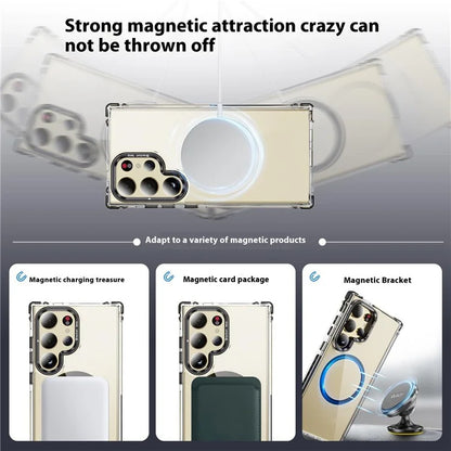 For Samsung Galaxy S23 Ultra Case with Lens Kickstand Drop-Proof Phone Cover Compatible with MagSafe