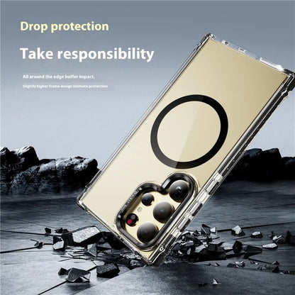 For Samsung Galaxy S23 Ultra Case with Lens Kickstand Drop-Proof Phone Cover Compatible with MagSafe
