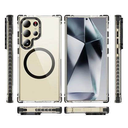 For Samsung Galaxy S23 Ultra Case with Lens Kickstand Drop-Proof Phone Cover Compatible with MagSafe