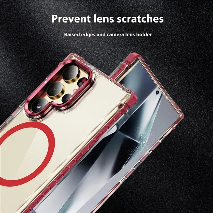 For Samsung Galaxy S23 Ultra Case with Lens Kickstand Drop-Proof Phone Cover Compatible with MagSafe