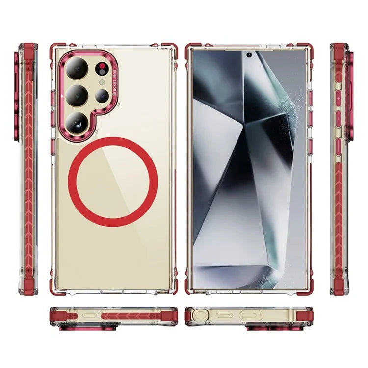 For Samsung Galaxy S23 Ultra Case with Lens Kickstand Drop-Proof Phone Cover Compatible with MagSafe