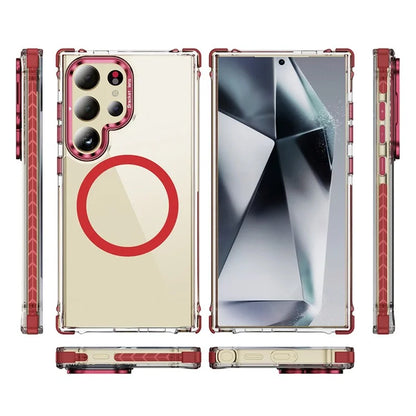 For Samsung Galaxy S23 Ultra Case with Lens Kickstand Drop-Proof Phone Cover Compatible with MagSafe