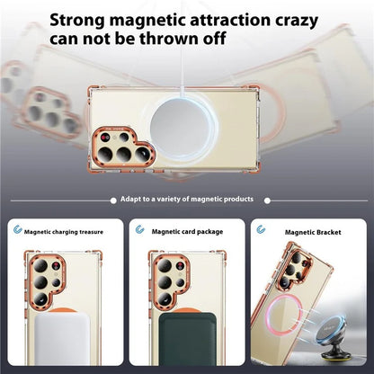 For Samsung Galaxy S23 Ultra Case with Lens Kickstand Drop-Proof Phone Cover Compatible with MagSafe