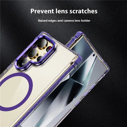 For Samsung Galaxy S23 Ultra Case with Lens Kickstand Drop-Proof Phone Cover Compatible with MagSafe