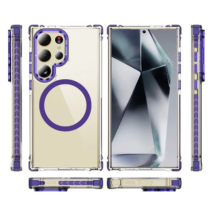 For Samsung Galaxy S23 Ultra Case with Lens Kickstand Drop-Proof Phone Cover Compatible with MagSafe