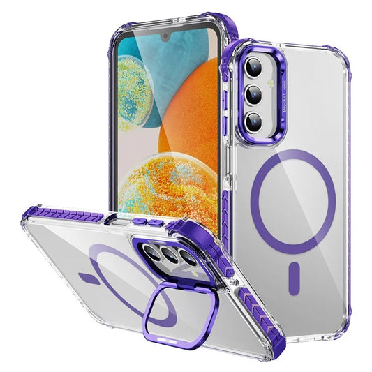 For Samsung Galaxy S23 FE Case with Lens Kickstand Drop-Proof Phone Cover Compatible with MagSafe