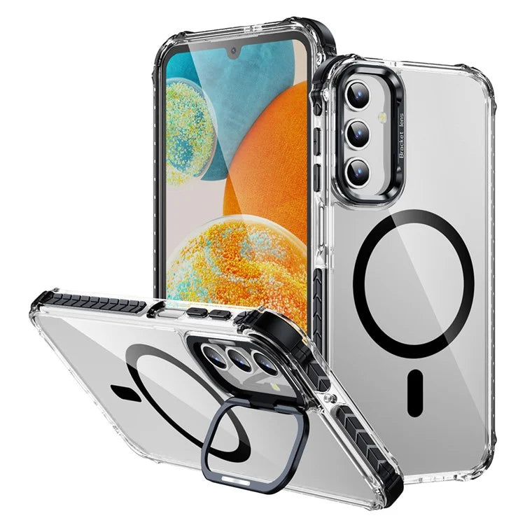 For Samsung Galaxy S23 FE Case with Lens Kickstand Drop-Proof Phone Cover Compatible with MagSafe