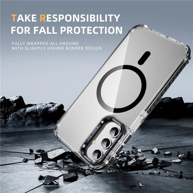 For Samsung Galaxy S23 FE Case with Lens Kickstand Drop-Proof Phone Cover Compatible with MagSafe