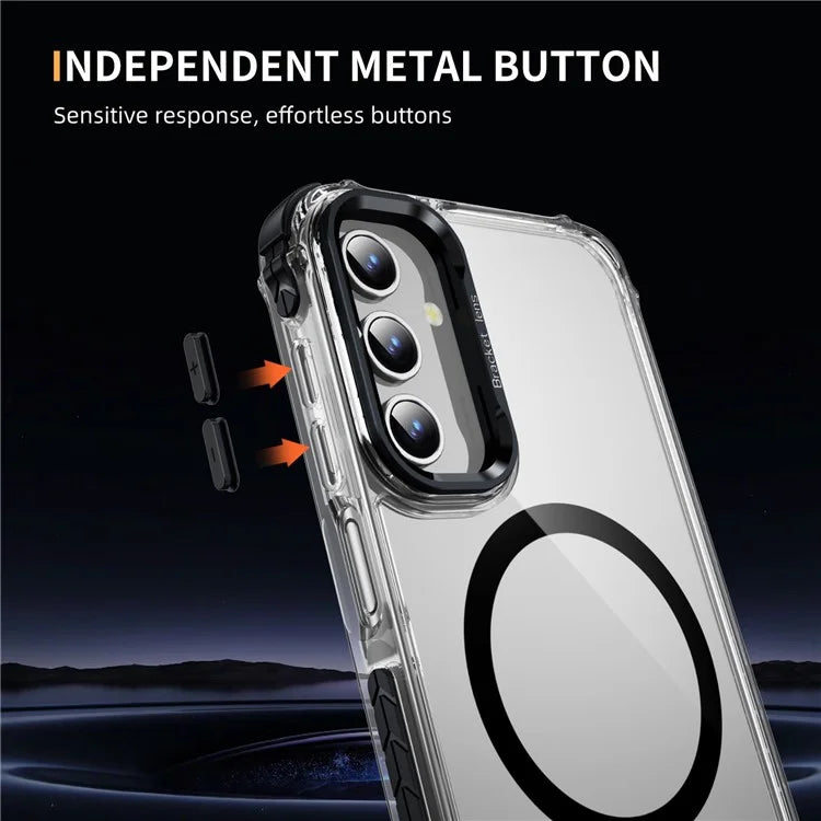 For Samsung Galaxy S23 FE Case with Lens Kickstand Drop-Proof Phone Cover Compatible with MagSafe