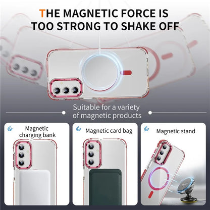 For Samsung Galaxy S23 FE Case with Lens Kickstand Drop-Proof Phone Cover Compatible with MagSafe
