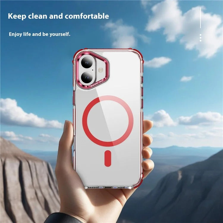 For iPhone 16 Plus Case with Lens Kickstand Drop-Proof Phone Cover Compatible with MagSafe