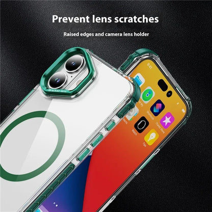For iPhone 16 Plus Case with Lens Kickstand Drop-Proof Phone Cover Compatible with MagSafe