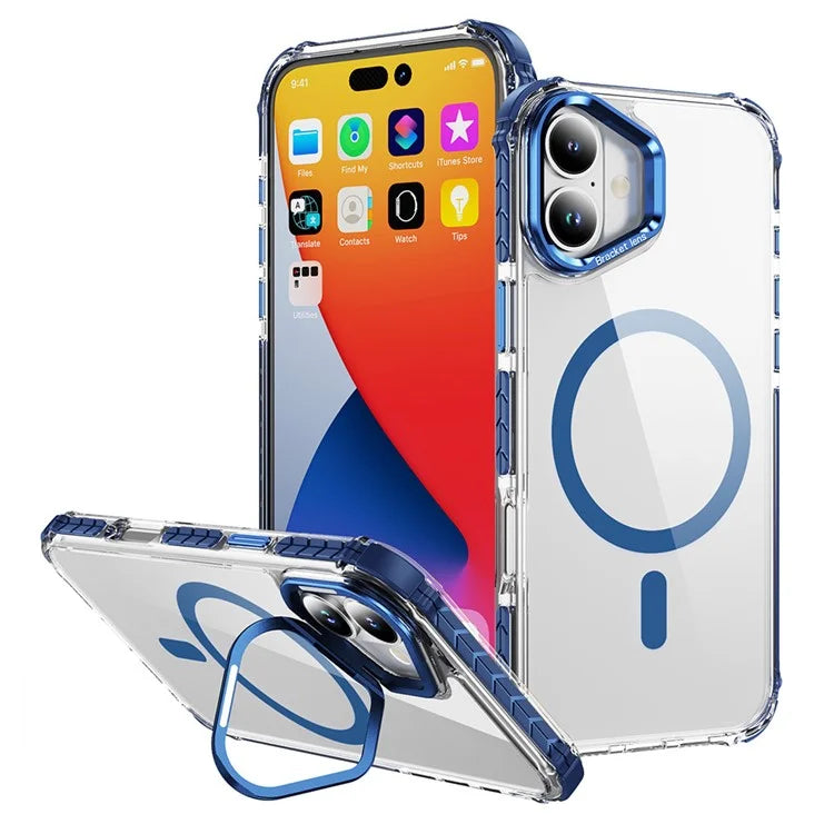 For iPhone 16 Plus Case with Lens Kickstand Drop-Proof Phone Cover Compatible with MagSafe