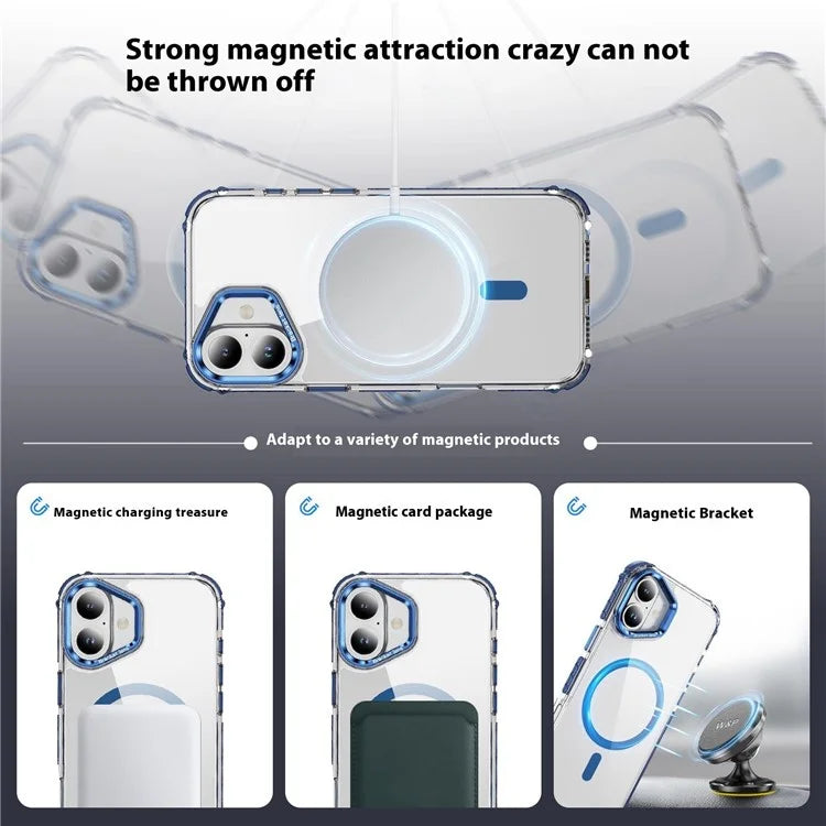 For iPhone 16 Plus Case with Lens Kickstand Drop-Proof Phone Cover Compatible with MagSafe
