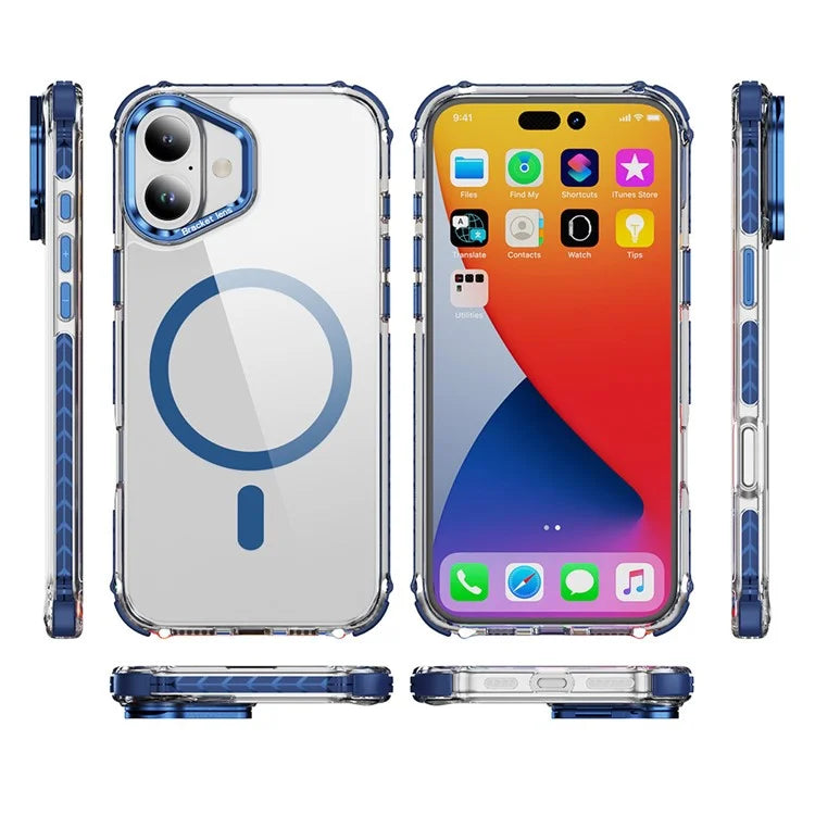 For iPhone 16 Plus Case with Lens Kickstand Drop-Proof Phone Cover Compatible with MagSafe