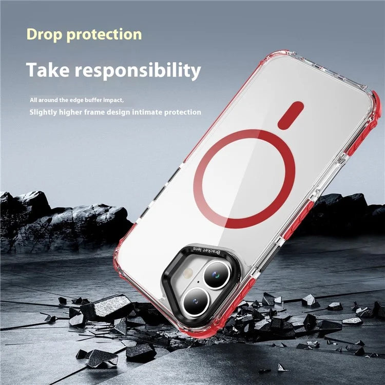 For iPhone 16 Plus Case with Lens Kickstand Drop-Proof Phone Cover Compatible with MagSafe