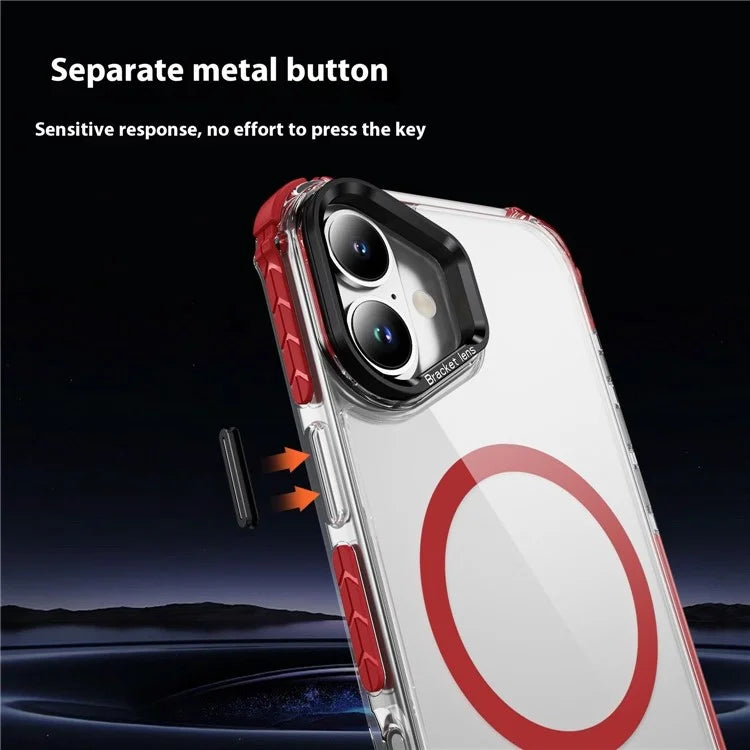 For iPhone 16 Plus Case with Lens Kickstand Drop-Proof Phone Cover Compatible with MagSafe
