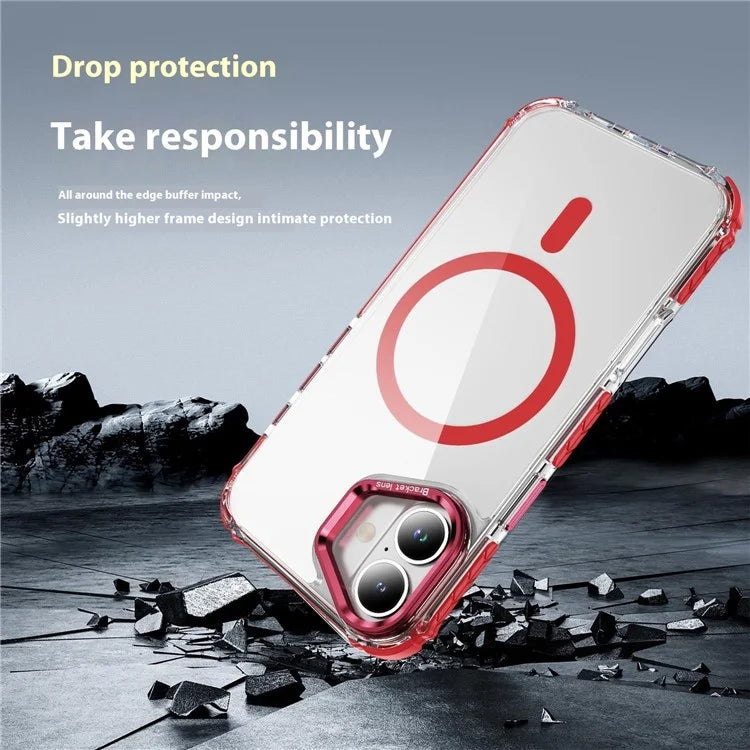 For iPhone 16 Case with Lens Kickstand Drop-Proof Phone Cover Compatible with MagSafe