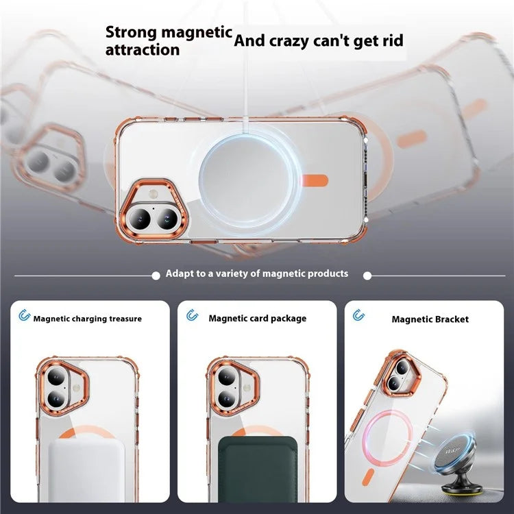 For iPhone 16 Case with Lens Kickstand Drop-Proof Phone Cover Compatible with MagSafe