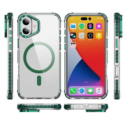 For iPhone 16 Case with Lens Kickstand Drop-Proof Phone Cover Compatible with MagSafe