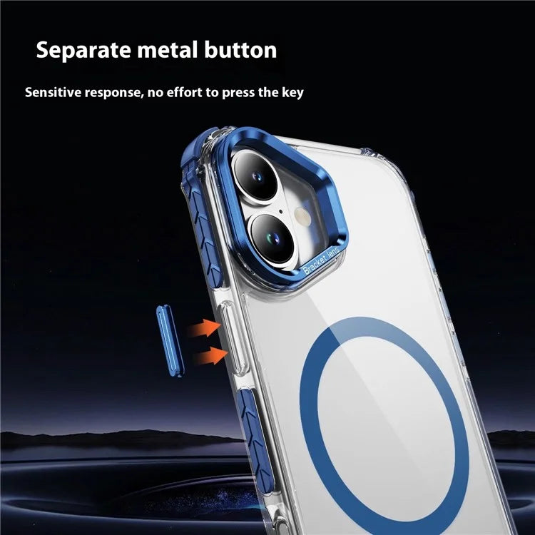 For iPhone 16 Case with Lens Kickstand Drop-Proof Phone Cover Compatible with MagSafe