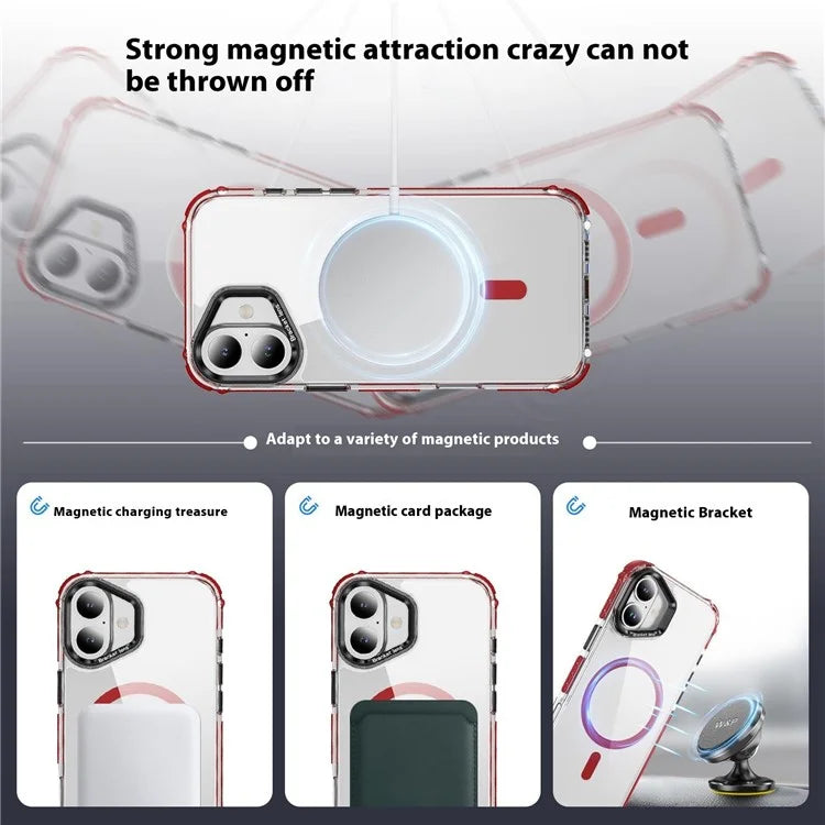 For iPhone 16 Case with Lens Kickstand Drop-Proof Phone Cover Compatible with MagSafe
