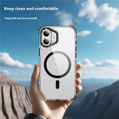 For iPhone 16 Case with Lens Kickstand Drop-Proof Phone Cover Compatible with MagSafe