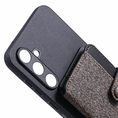 For Samsung Galaxy S24+ Phone Case Adhesive Card Bag Color Matching with Kickstand