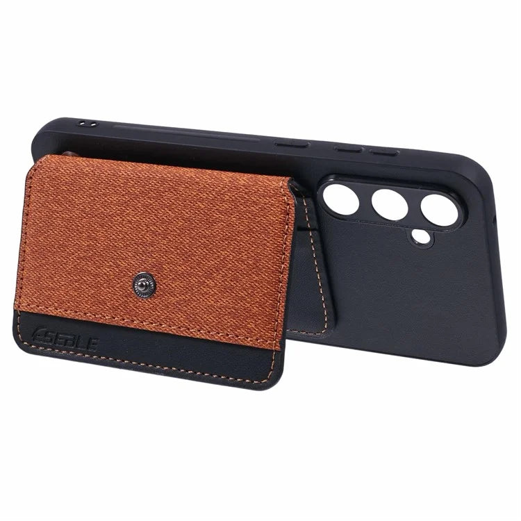For Samsung Galaxy S24 Phone Case Adhesive Card Bag Color Matching with Kickstand